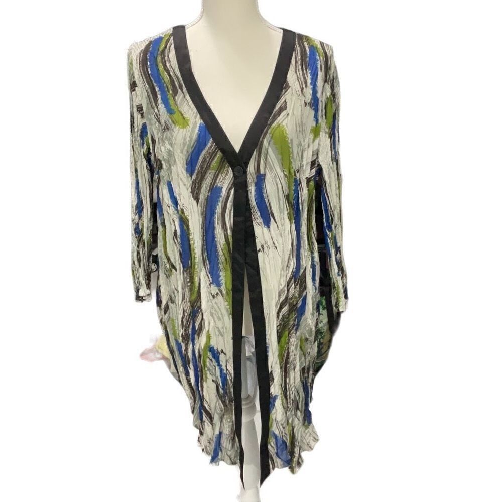 Lane Bryant One Button Crinkle Pleated Cardigan Long Sleeve Hi Lo 14/16 NWT